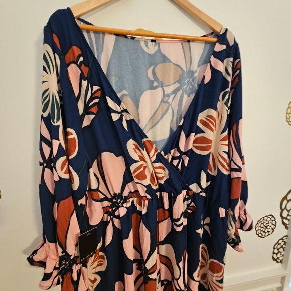 (NWT) Eloquii Long Sleeve Floral Print Midi Dress (wear front or back) S… - Picture 4 of 9